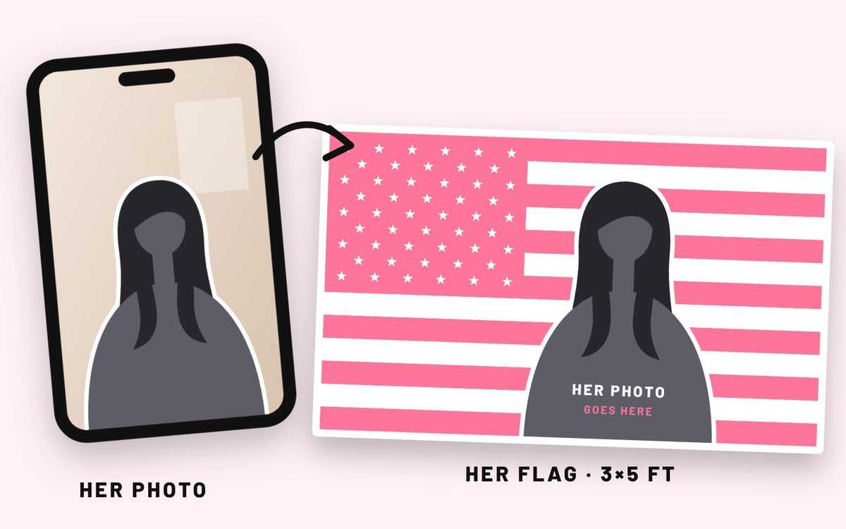 Her phone photo turned into a custom pink 3x5 flag