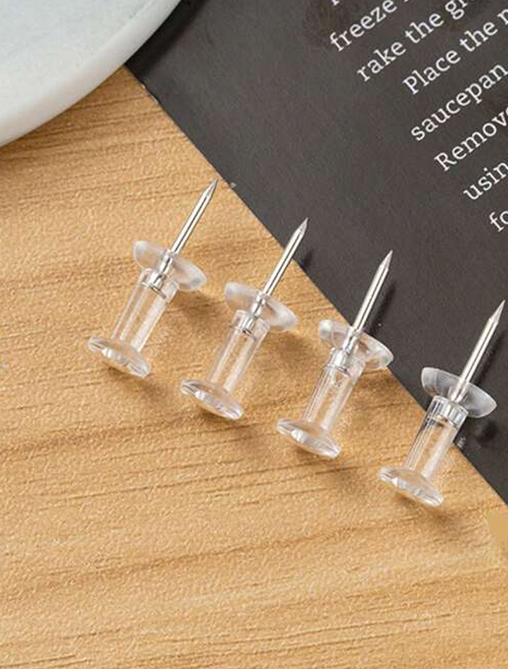 4 Clear Thumbtack Pins