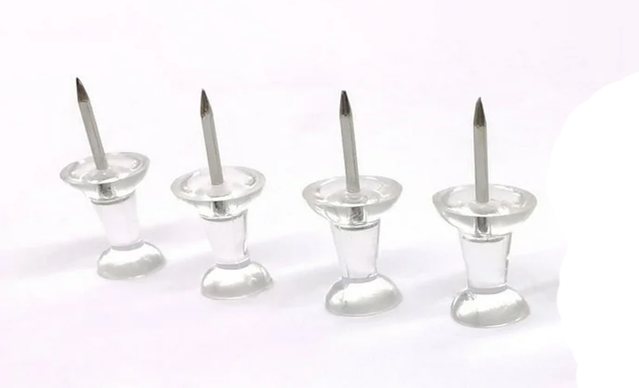 4 Clear Thumbtack Pins