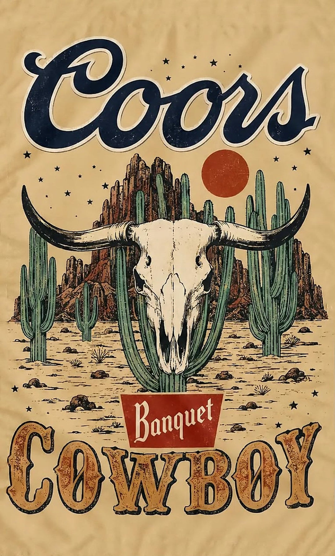 Coors Banquet Cowboy flag, 3x5ft polyester western wall banner