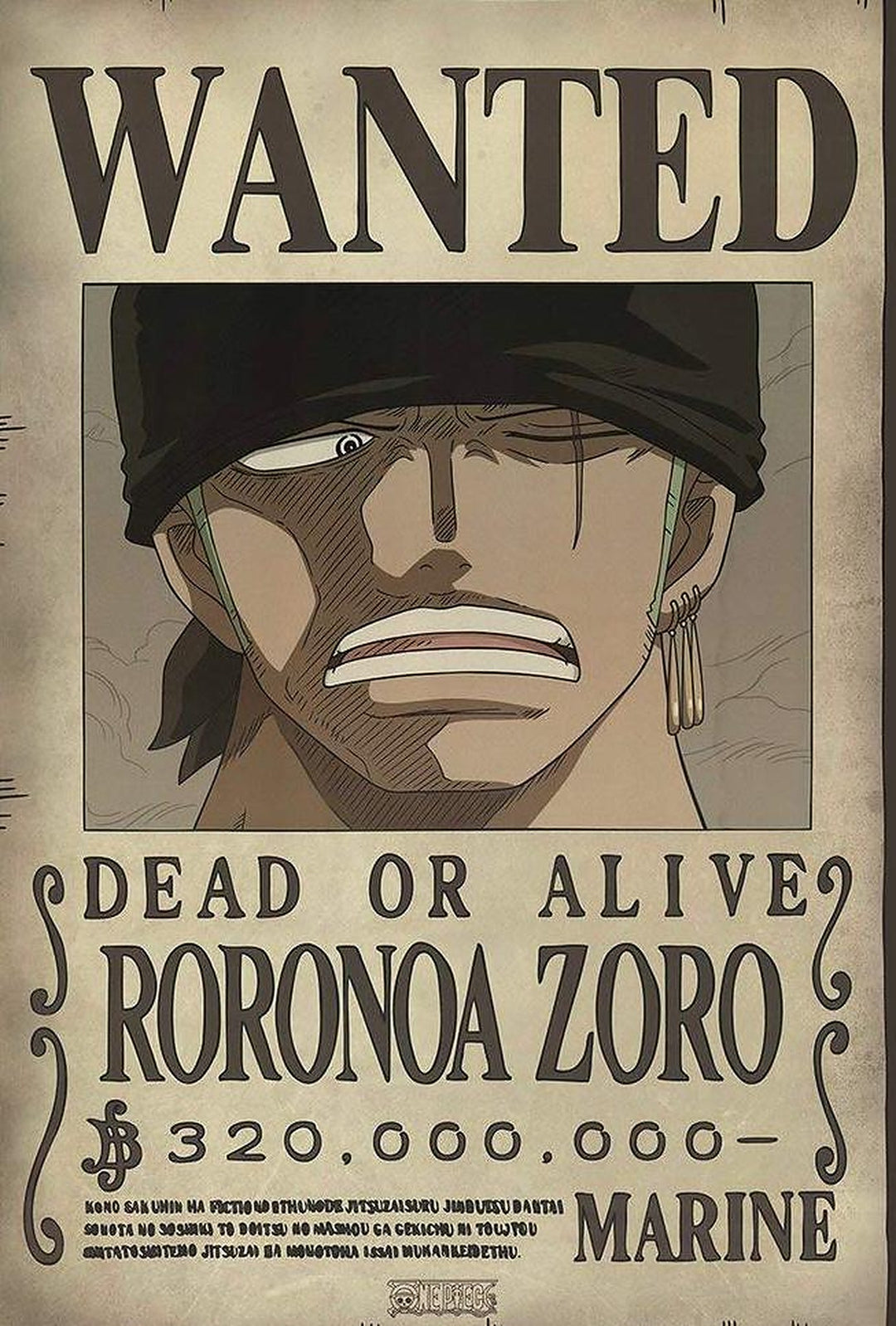 Roronoa Zoro wanted poster flag, 3x5ft polyester